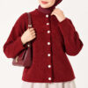 Velvet-Look Special Chenille Cardigan Burgundy – Image 2
