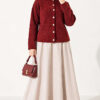 Velvet-Look Special Chenille Cardigan Burgundy – Image 3