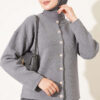 Velvet-Look Special Chenille Cardigan Grey