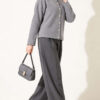 Velvet-Look Special Chenille Cardigan Grey – Image 3
