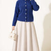 Velvet-Look Special Chenille Cardigan Navy Blue – Image 2