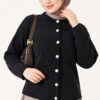 Velvet-Look Special Chenille Cardigan Black – Image 2
