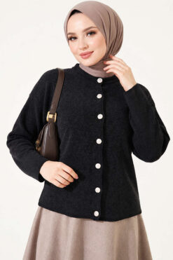 Alternative view of Velvet-Look Special Chenille Cardigan Black