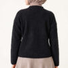 Velvet-Look Special Chenille Cardigan Black – Image 4