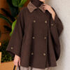 Velvet-Collared Buttoned Cape Brown - Imagen 3