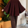 Velvet-Collared Buttoned Cape Plum – Image 4