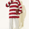 Thick Striped Buttoned Knit Tunic Burgundy – Bild 2
