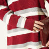Thick Striped Buttoned Knit Tunic Burgundy – Bild 4