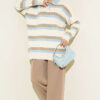 Thick Striped Buttoned Knit Tunic Ecru – Bild 2