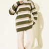 Thick Striped Buttoned Knit Tunic Khaki – Image 2