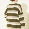 Thick Striped Buttoned Knit Tunic Khaki – Image 3