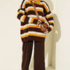 Thick Striped Buttoned Knit Tunic Mustard - الصورة 2