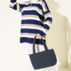 Thick Striped Buttoned Knit Tunic Navy Blue – Bild 2