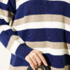 Thick Striped Buttoned Knit Tunic Navy Blue – Bild 4
