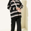 Thick Striped Buttoned Knit Tunic Black – Bild 2