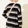 Thick Striped Buttoned Knit Tunic Black – Bild 3