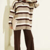 Thick Striped Buttoned Knit Tunic Mink - Imagen 2