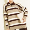 Thick Striped Buttoned Knit Tunic Mink