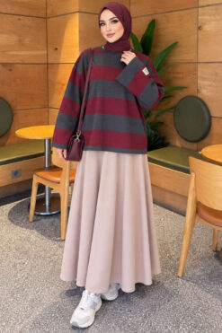 Alternative view of French Terry Tunic Burgundy