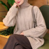 Thick Ribbed Knit Tunic Beige