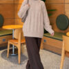 Thick Ribbed Knit Tunic Beige - Imagen 2