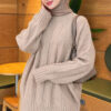 Thick Ribbed Knit Tunic Beige - Imagen 3
