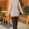 Thick Ribbed Knit Tunic Beige - Imagen 4