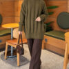 Thick Ribbed Knit Tunic Khaki - الصورة 2