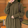 Thick Ribbed Knit Tunic Khaki - الصورة 3