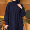 Thick Ribbed Knit Tunic Navy Blue - Imagen 3