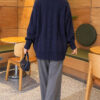 Thick Ribbed Knit Tunic Navy Blue - Imagen 4