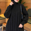 Thick Ribbed Knit Tunic Black