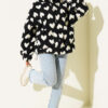 Heart-Printed Plush Cardigan Black - Imagen 2