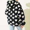 Heart-Printed Plush Cardigan Black - Imagen 3