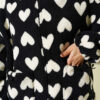 Heart-Printed Plush Cardigan Black - Imagen 4
