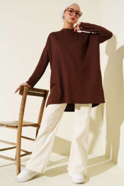 Alternative view of Heart Detail Basic Tunic Brown