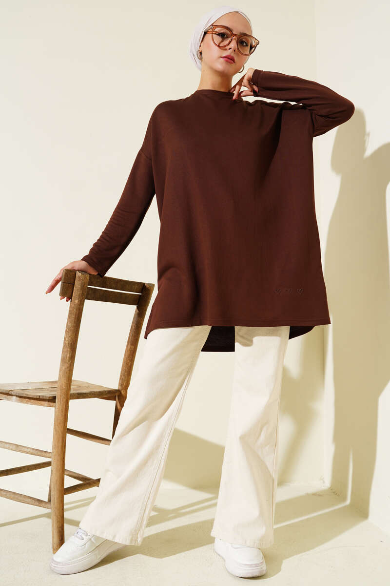 Heart Detail Basic Tunic Brown – Bild 2