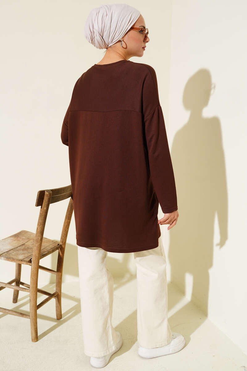 Heart Detail Basic Tunic Brown – Bild 3