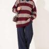 Heart-Embroidered Shirt Collar Tunic Burgundy – Bild 2