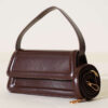 Magnetic Closure Handbag with Flap Dark Brown