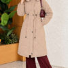 Padded waist belt with quilted details and fur accents Beige
