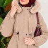 Padded waist belt with quilted details and fur accents Beige - Image 2