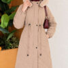 Padded waist belt with quilted details and fur accents Beige - Image 4