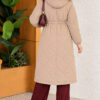 Padded waist belt with quilted details and fur accents Beige - Image 5