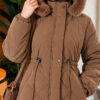 Padded waist belt with quilted details and fur accents Coffee Brown – Bild 5
