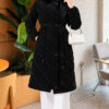 Padded waist belt with quilted details and fur accents Jet Black