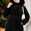 Padded waist belt with quilted details and fur accents Jet Black – Bild 3