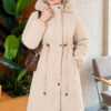 Padded waist belt with quilted details and fur accents Taupe