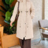 Padded waist belt with quilted details and fur accents Taupe - immagine 2