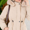 Padded waist belt with quilted details and fur accents Taupe - immagine 5